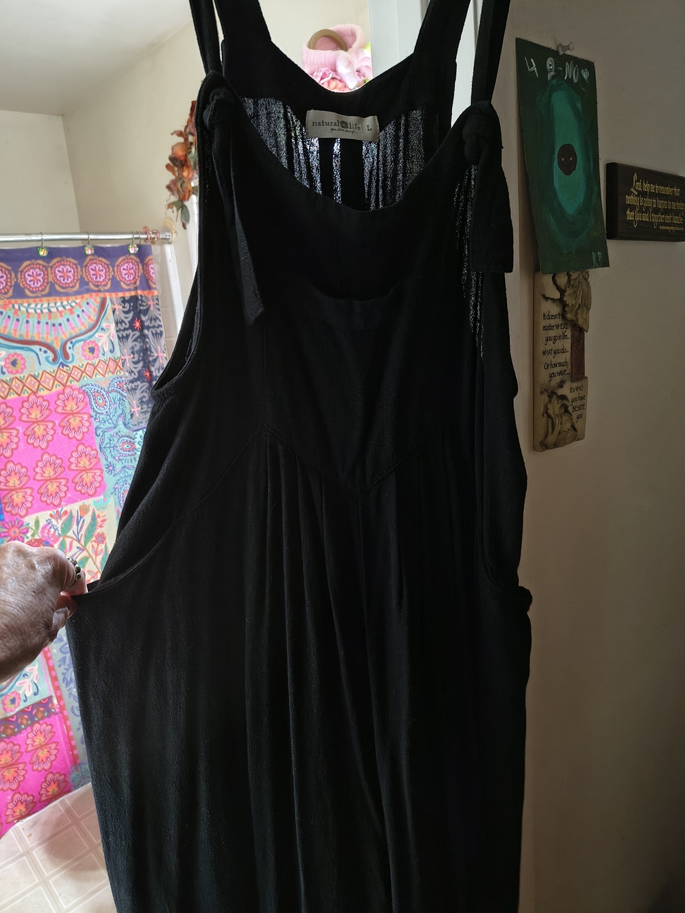 NATURAL LIFE Black Tie-Strap Sleeveless Jumpsuit
